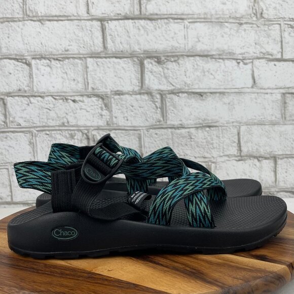 Chaco Z/Cloud  Mens Sz. 13 Strappy Green Blue Adjustable Hiking Sandals JCH10868 main image 10